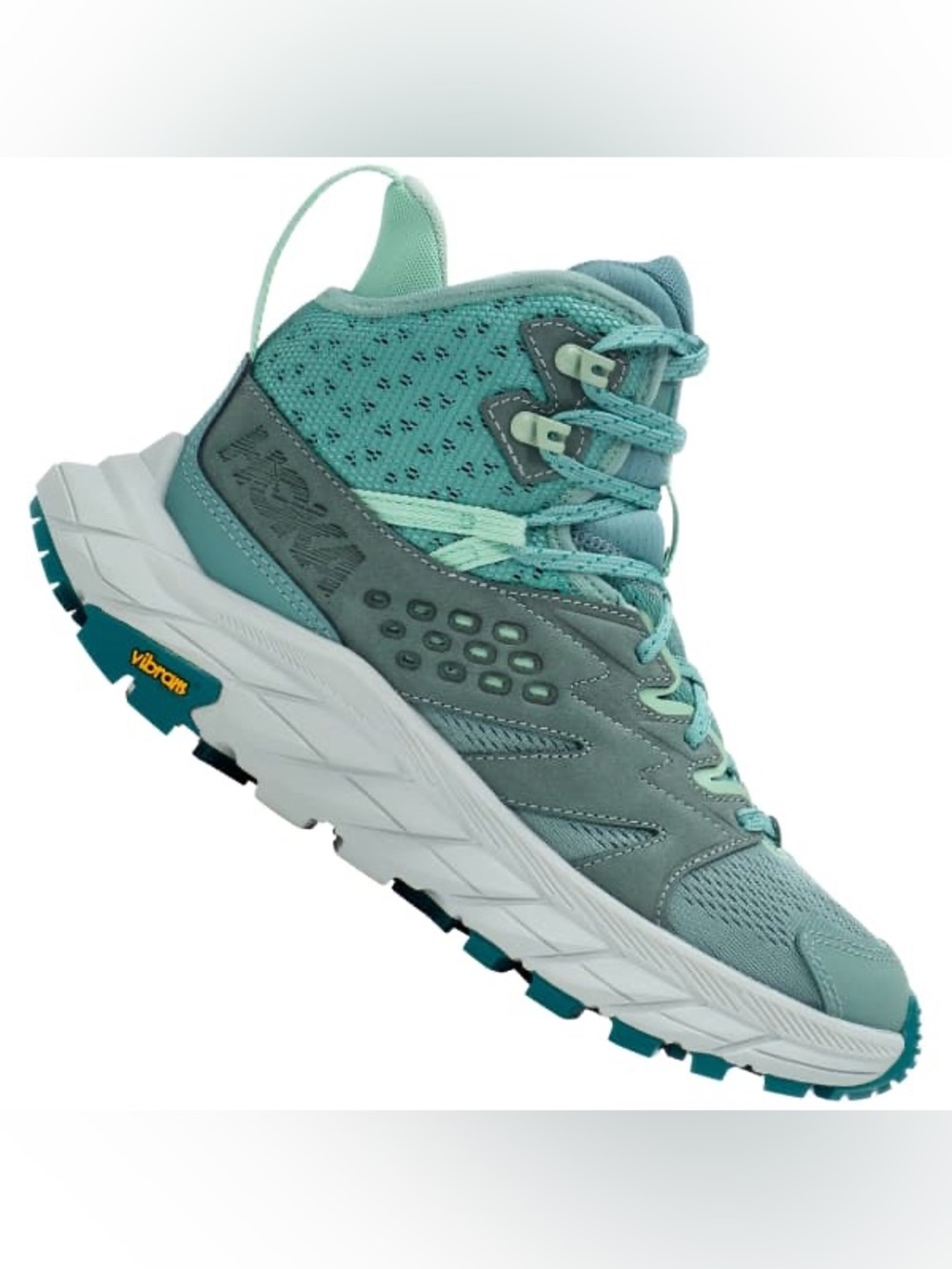 HOKA Women's Anacapa Breeze Mid hiking boots in the Trellis/Mist Green colorway